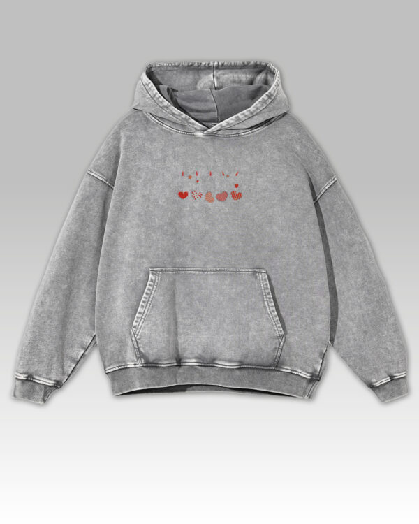 Bluza oversize z kapturem Haftowane Serca